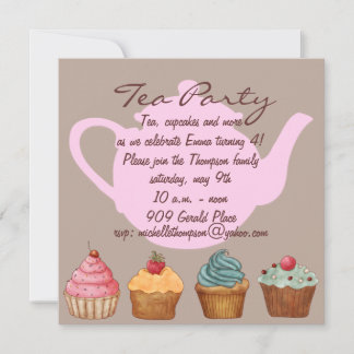 Cupcake-Teeparty-Geburtstagseinladung Einladung