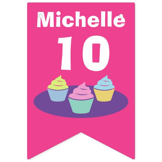 Cupcake Thema Kind's Birthday Party Brauch Wimpelkette (Dritte Fahne)