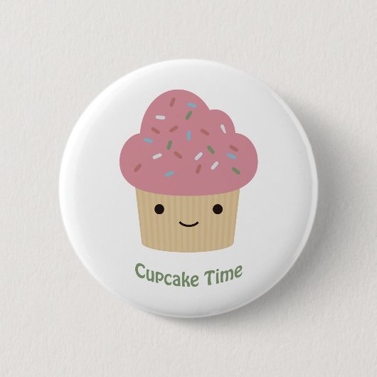 Cupcake Time! Niedlich Pink Cupcake Button (Vorderseite)