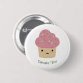 Cupcake Time! Niedlich Pink Cupcake Button (Vorne & Hinten)