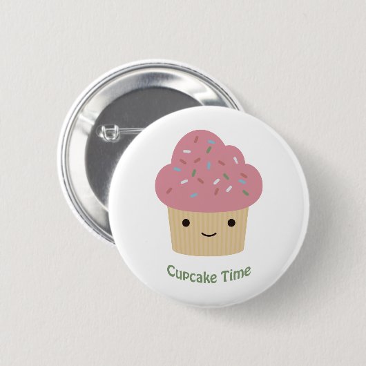 Cupcake Time! Niedlich Pink Cupcake Button (Vorne & Hinten)
