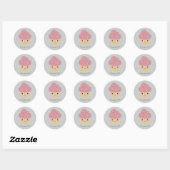 Cupcake Time! Niedlich Pink Cupcake Runder Aufkleber (Blatt)