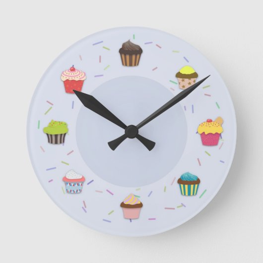 Cupcake Time Runde Wanduhr (Vorderseite)
