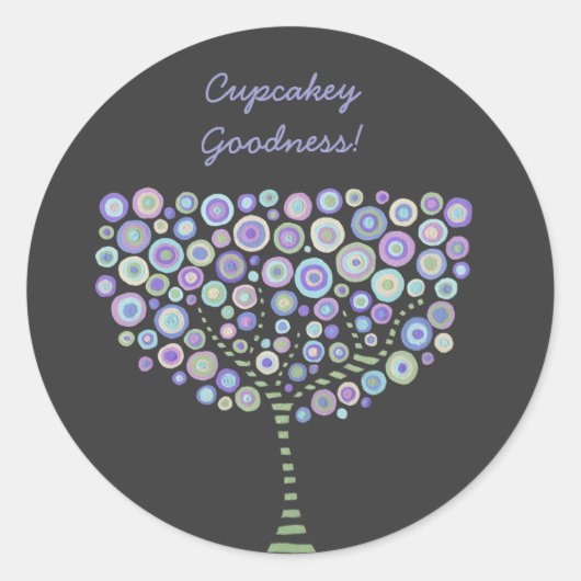 Cupcake Toppers Blue Retro Circle Tree Stickers (Vorderseite)