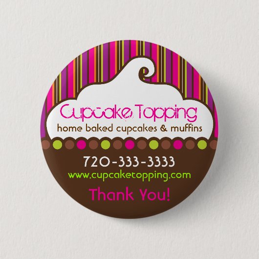 Cupcake-Topping Retro-Anstecknadel Button (Vorderseite)