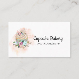 Cupcake-Torte-Bäcker-Pâtisserie-Wasserfarbe Visitenkarte