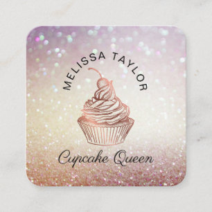 Cupcake-Torten & Süßigkeiten Home Bakery Rustikale Quadratische Visitenkarte