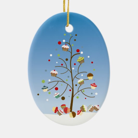 Cupcake Tree Holiday Keramikornament (Hinten)