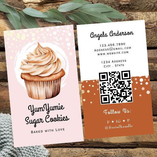 Cupcake-Trendy-QR-Code und Website Visitenkarte