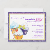 Cupcake Trio Whimsical Birthday Party Einladung (Rückseite)