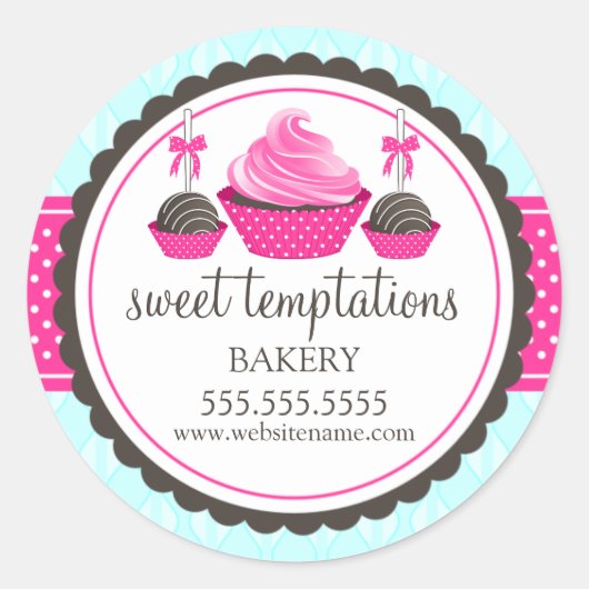 Cupcake und Cake Pops Bäckerei Box Siegel Runder Aufkleber (Vorderseite)