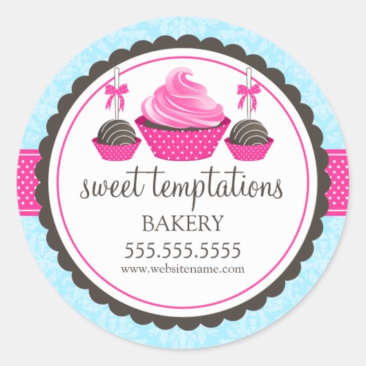 Cupcake und Cake Pops Bäckerei Box Siegel Runder Aufkleber (Vorderseite)