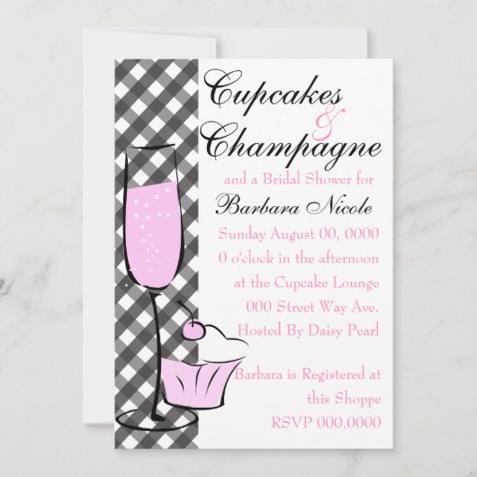 Cupcake und Champage Einladung (Vorderseite)