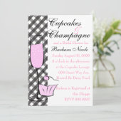 Cupcake und Champage Einladung (Stehend Vorderseite)