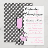 Cupcake und Champage Einladung (Vorne/Hinten)