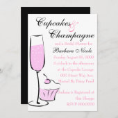 Cupcake und Champage Einladung (Vorne/Hinten)