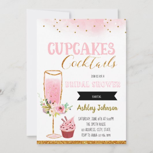 Cupcake und Cocktails Party Einladung (Vorderseite)