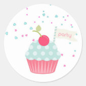 Cupcake und Confetti Runder Aufkleber (Vorderseite)
