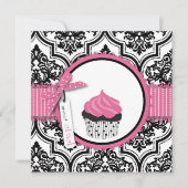 Cupcake und Damask Print Birthday Karte (Vorderseite)