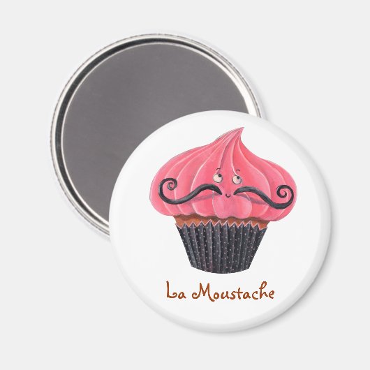 Cupcake und La Mustache Magnet (Vorderseite/Rückseite)