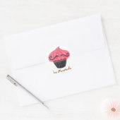 Cupcake und La Mustache Runder Aufkleber (Umschlag)
