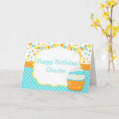 Cupcake und Streusel Geburtstagsfeier Karte (Gelbe Blume)