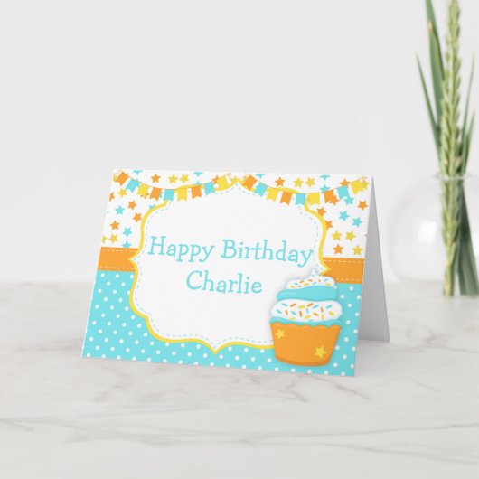 Cupcake und Streusel Geburtstagsfeier Karte (Vorderseite)
