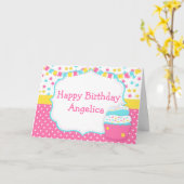Cupcake und Streusel Geburtstagsfeier Karte (Gelbe Blume)