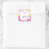 Cupcake und Streusel Geburtstagsfeier Quadratischer Aufkleber (Tasche)