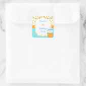 Cupcake und Streusel Geburtstagsfeier Quadratischer Aufkleber (Tasche)