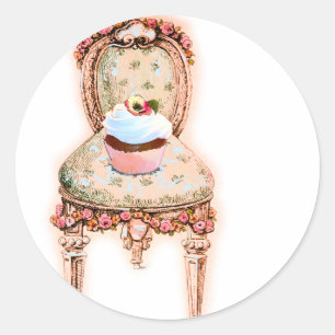 Cupcake und Stuhl im Vintage-Stil Aufkleber Tags