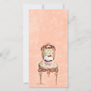 Cupcake und Stuhl Vintage Style Foto-Karte