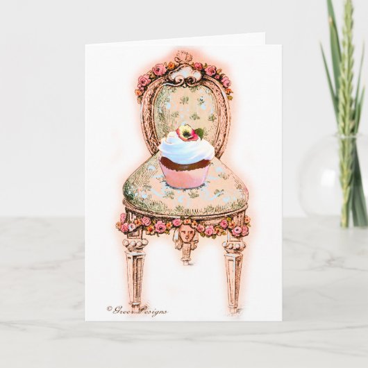 Cupcake und Vintage Stühle Stilkarten Karte (Vorderseite)