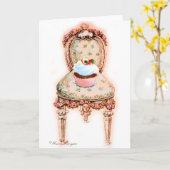 Cupcake und Vintage Stühle Stilkarten Karte (Gelbe Blume)