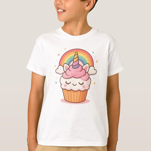 Cupcake Unicorn - Niedliches Kawaii Rainbow Desser T-Shirt (Vorderseite)