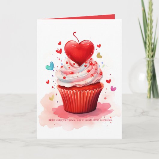 Cupcake Valentine Day Card Feiertagskarte (Vorderseite)