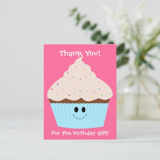 Cupcake Vielen Dank Postkarte (Stehend Vorderseite)