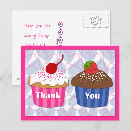 Cupcake Vielen Dank Postkarte (Vorne/Hinten)