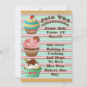 Cupcake Wars Bake Off Birthday gestreift einladen Einladung (Rückseite)