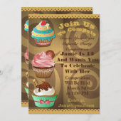 Cupcake Wars Bake Off Birthday Gold Swirt laden Einladung (Vorne/Hinten)