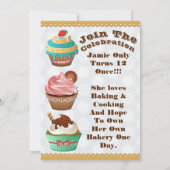 Cupcake Wars Bake Off Birthday Gray Circles laden Einladung (Rückseite)