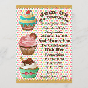 Cupcake Wars Bake Off Geburtstag Polka Dot laden Einladung
