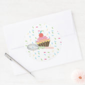 Cupcake Whisk Logo Sprinklen belohnen Runder Aufkleber (Umschlag)