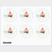 Cupcake Whisk Logo Sprinklen belohnen Runder Aufkleber (Blatt)