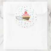 Cupcake Whisk Logo Sprinklen belohnen Runder Aufkleber (Tasche)