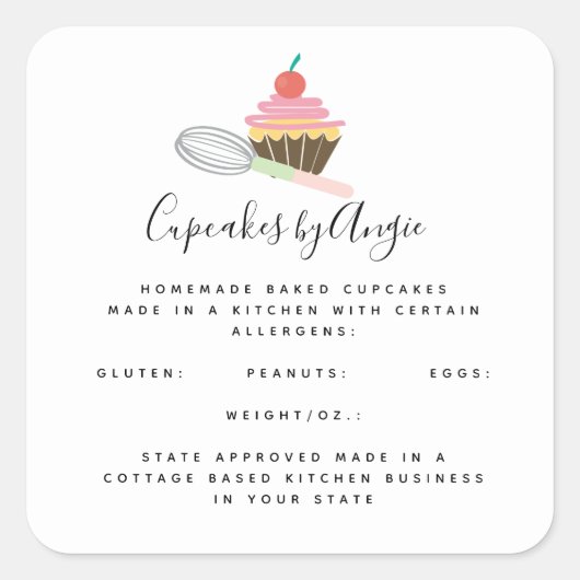 Cupcake Whisky Food Business Square Sticker (Vorderseite)