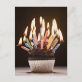 Cupcake with birthday candles postkarte (Vorderseite)
