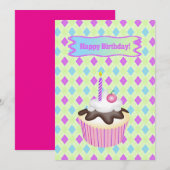Cupcake with Cherry, Birthday Feiertagskarte (Vorne/Hinten)