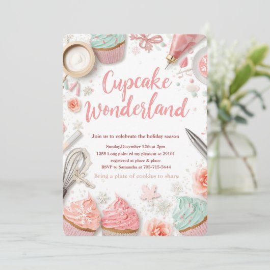 Cupcake Wonderland Pastel Einladung (Stehend Vorderseite)
