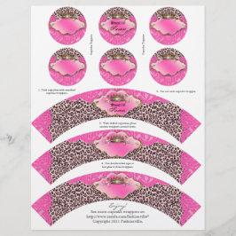 Cupcake Wrappers Leopard Crown Zebra w/Toppers